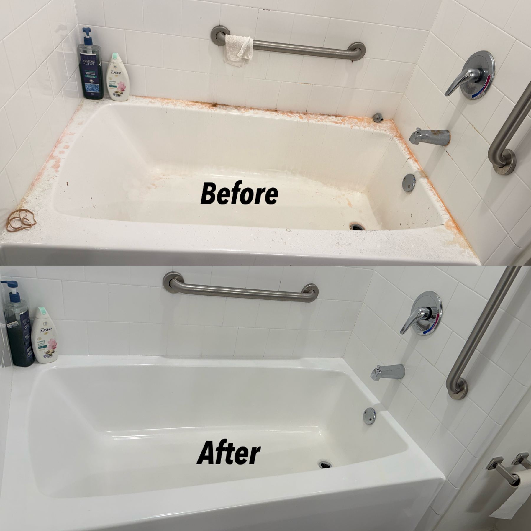 Bathtub restoration — hard water & soap buildup